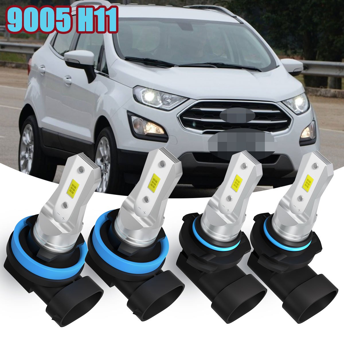 

4x 9005 (hb3) H11 Led Headlight Kit Bulbs Ford For 2007-2010 2015-2020 Super , 4000lm 40w 6000k , Install, -n-