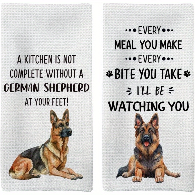 

German Shepherd Kitchen Towels - 2pcs Set, 18x26inches, Modern Polyester Dish & Tea Towels For Home Decor, Machine Washable