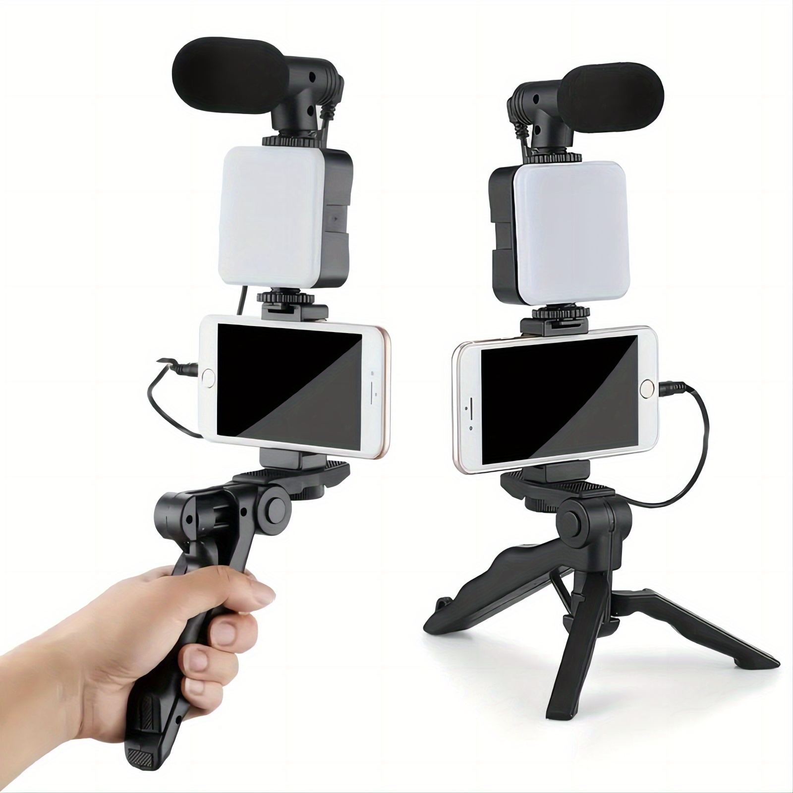 [Record Your Own] Podcast And Video Blogging Kit | Folding Tripod, LED Lights And Microphone