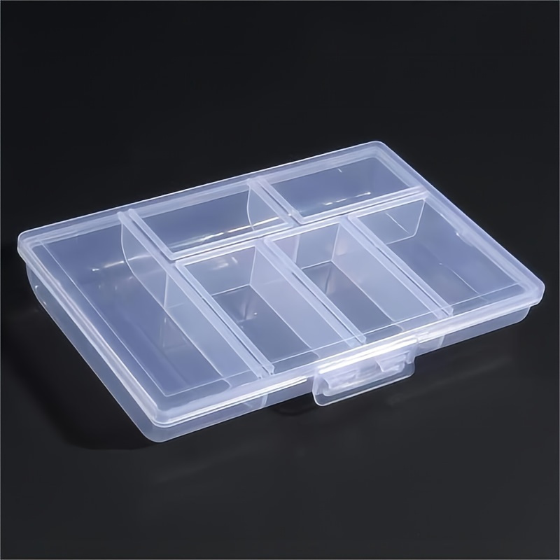 

1pc Plastic 6-compartment Organizer Box With Snap Closure - Ideal For Storing Beads, Screws & Small Items - Transparent, Bohemian Style