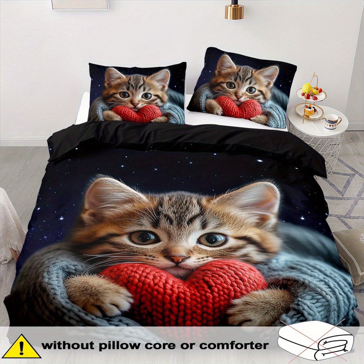 TEMU Juego de nórdica con temática de gatos - 2/3 piezas, , y transpirable, ropa de cama con estampado de gatos con , juego de nórdica estampada con