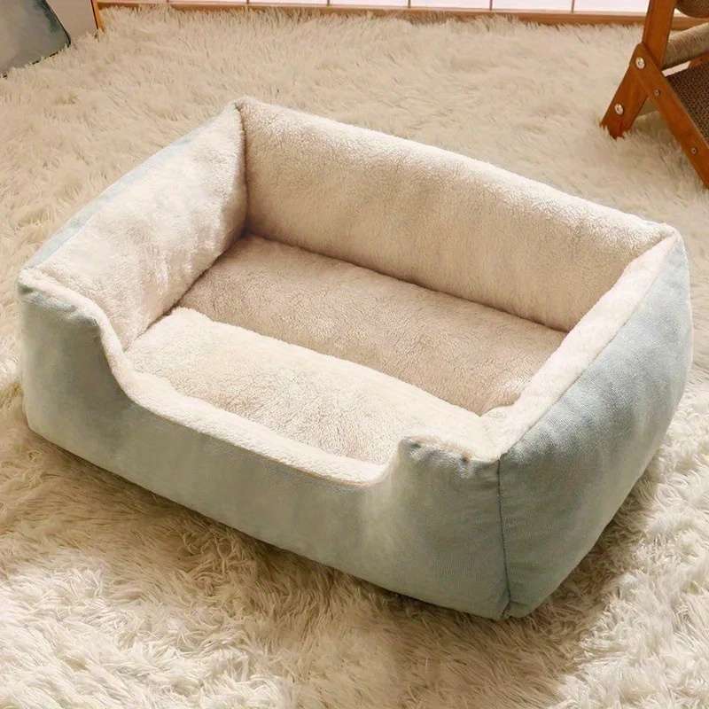 TEMU Cozy Pet Bed For Small To Medium - Plush Polyester Square Kennel Pad, Ideal For Teddy & Corgi