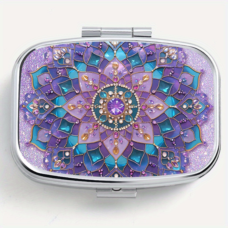 

Portable Gemstone Pill Organizer - Compact 2-compartment Medicine Box For Travel & Outdoor, Fits In Purse Or Pocket, Multi-functional Metal Case For Jewelry, Earrings, Vitamins - Ideal Gift