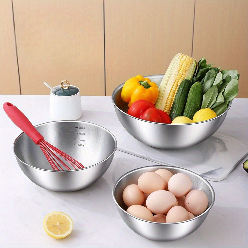 

1 Stainless Steel With Scale, Note Its Small Size, 6.69*2.76 Inches, Tableware, Stainless Steel Bowl, Salad Bowl, Fruit Plate, Easy To Prepare And Store, Is For The Kitchen