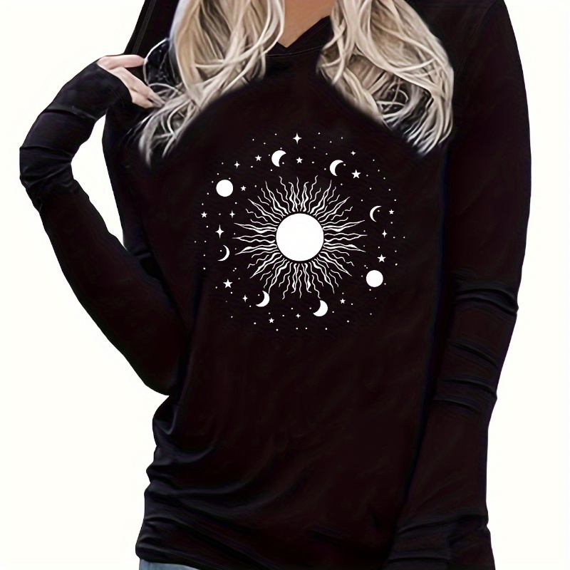 

Women's Casual Hoodie With Print - Long Sleeve, Stretchy Polyester , Machine Washable - Spring/fall