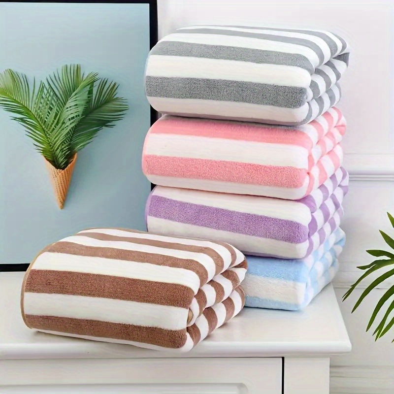 

Deluxe Striped Towel Set - Quick-dry, , For Home, Spa, Salon, Rv Travel - Includes Bath And Hand Towels - Ideal For & Daily Use