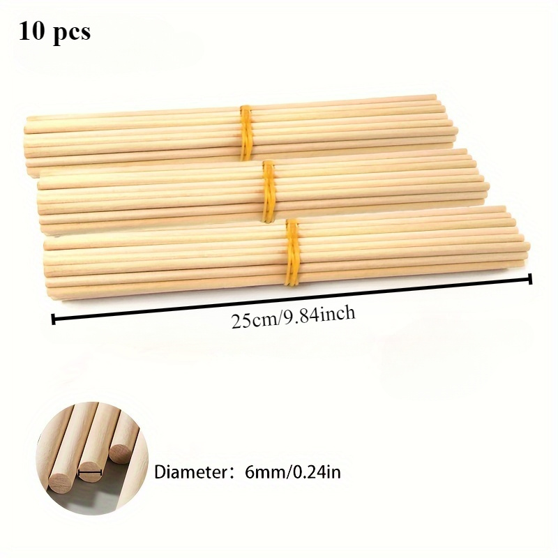 Image of [] Unfinished Wooden Stick Set For Diy Crafts, Model Building, Bamboo Barbecue Skewers, Cake Pop Sticks - Versatile Hardwood Sticks For , Wooden Crafts