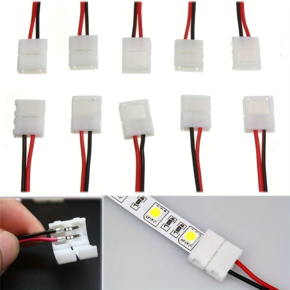 

10pcs 5050 Led Strip Light Connectors, 10mm Monochrome Solderless Cable For Quick Installation