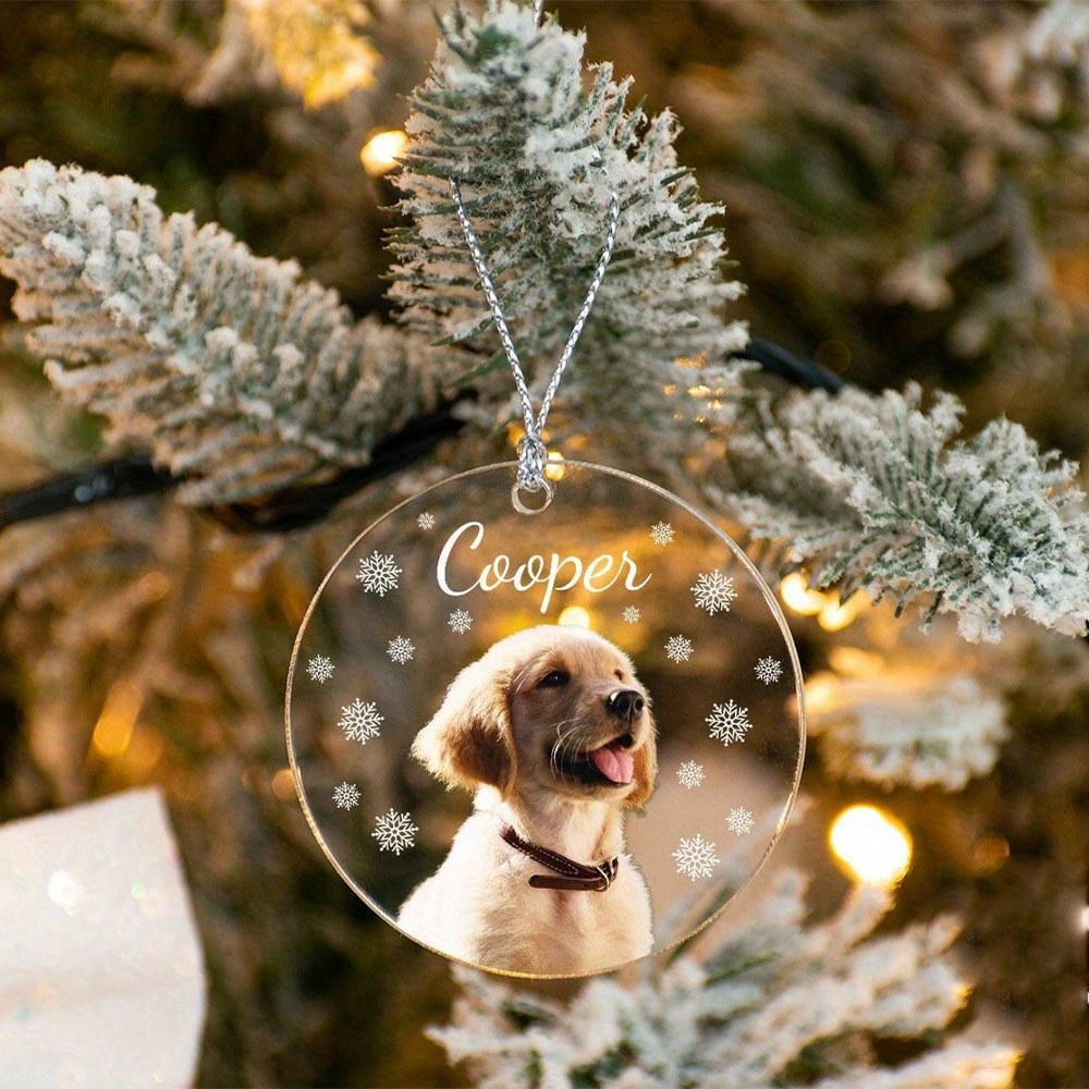 

Custom Acrylic Christmas Ornament With Personalized Dog Photo - Perfect Gift For Pet Lovers, Dog Owners - Holiday Decor, Dog Christmas Gifts