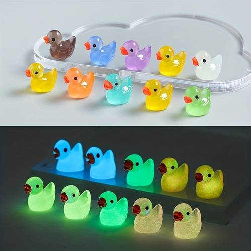 30 60 90pcs random color duck luminous miniature resin statue garden animal decoration miniature landscape decoration outdoor patio decoration fish tank decoration diy keychain ideal birthday party gift and home decor