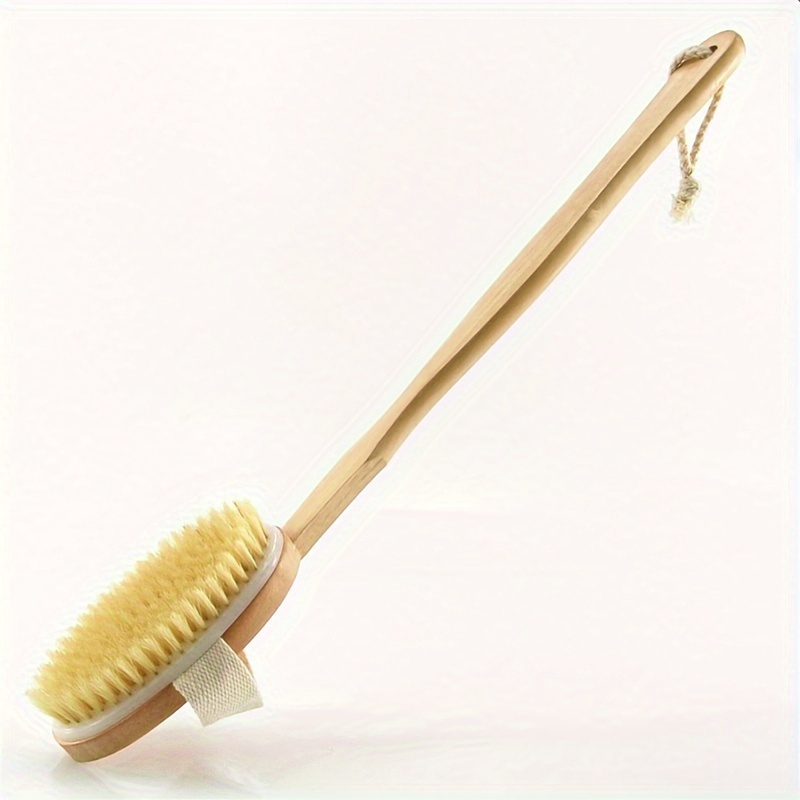 

Natural Wood Bath Brush Set With Long Handle, Detachable Bristle Massage Brush For Exfoliating Dead Skin And - Anti-slip Wooden Handle