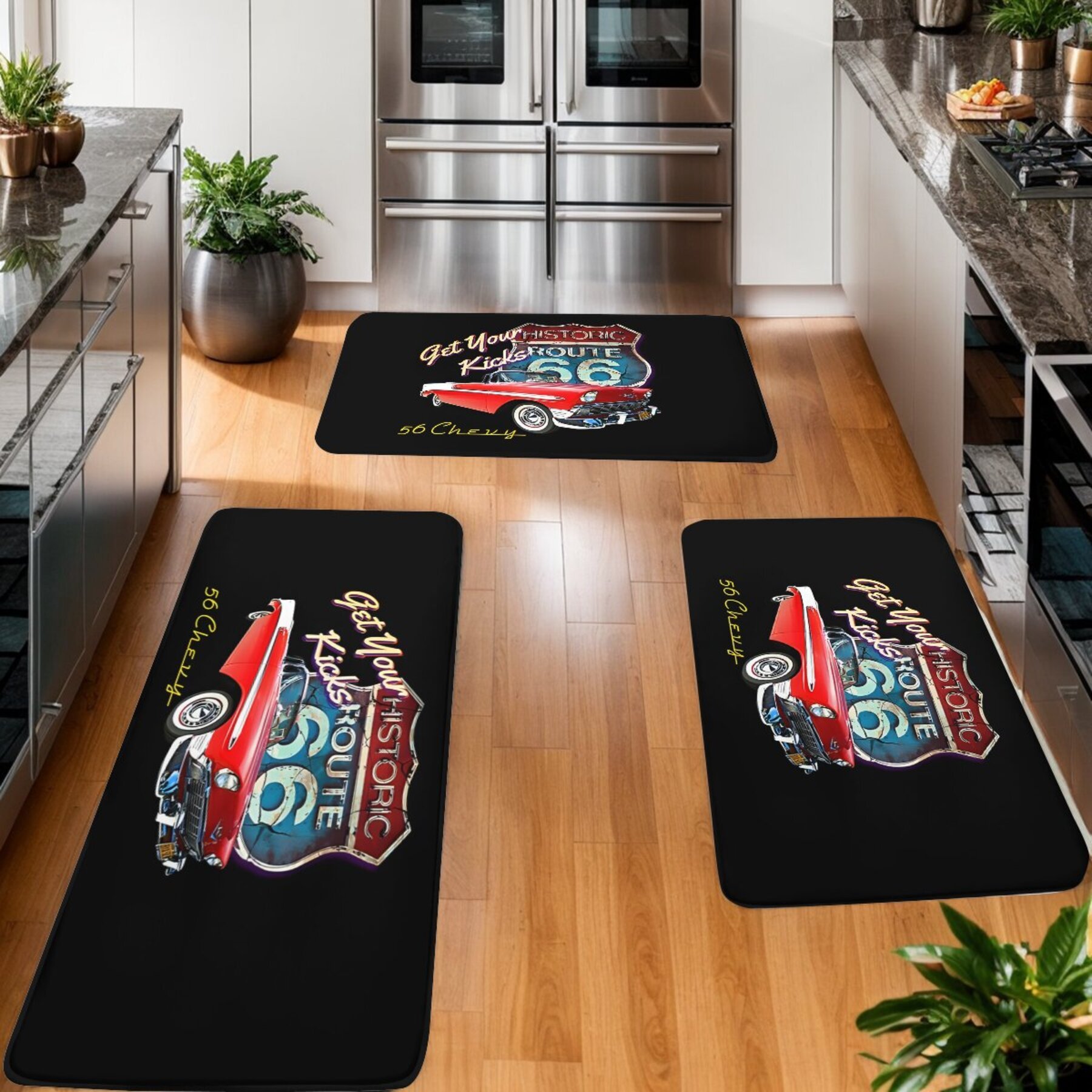 

1pc 1956 Bel Air Car Mat, Polyester, Rectangular , Art For , Bathroom,