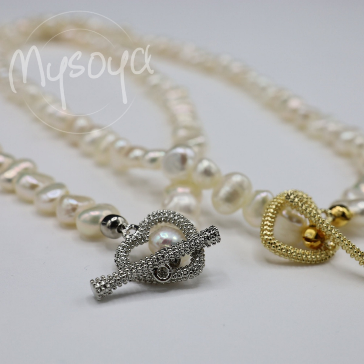 MYSOYA Baroque Pearls Heart Clasp Necklace