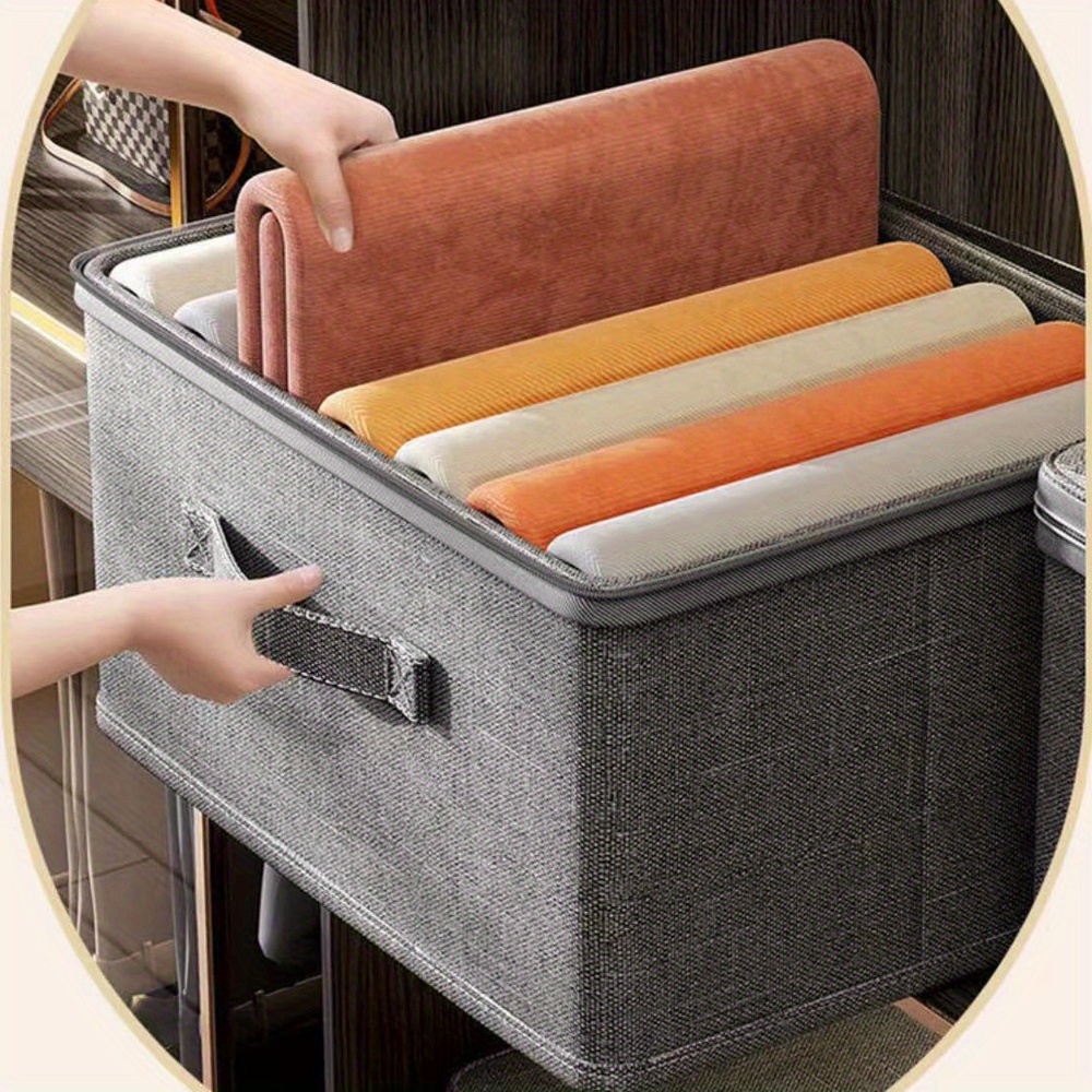 

1pc Storage Box Zippered Lid, , Rectangular , Clothes Organizer , Pp Plastic Sheet, -size Fit,