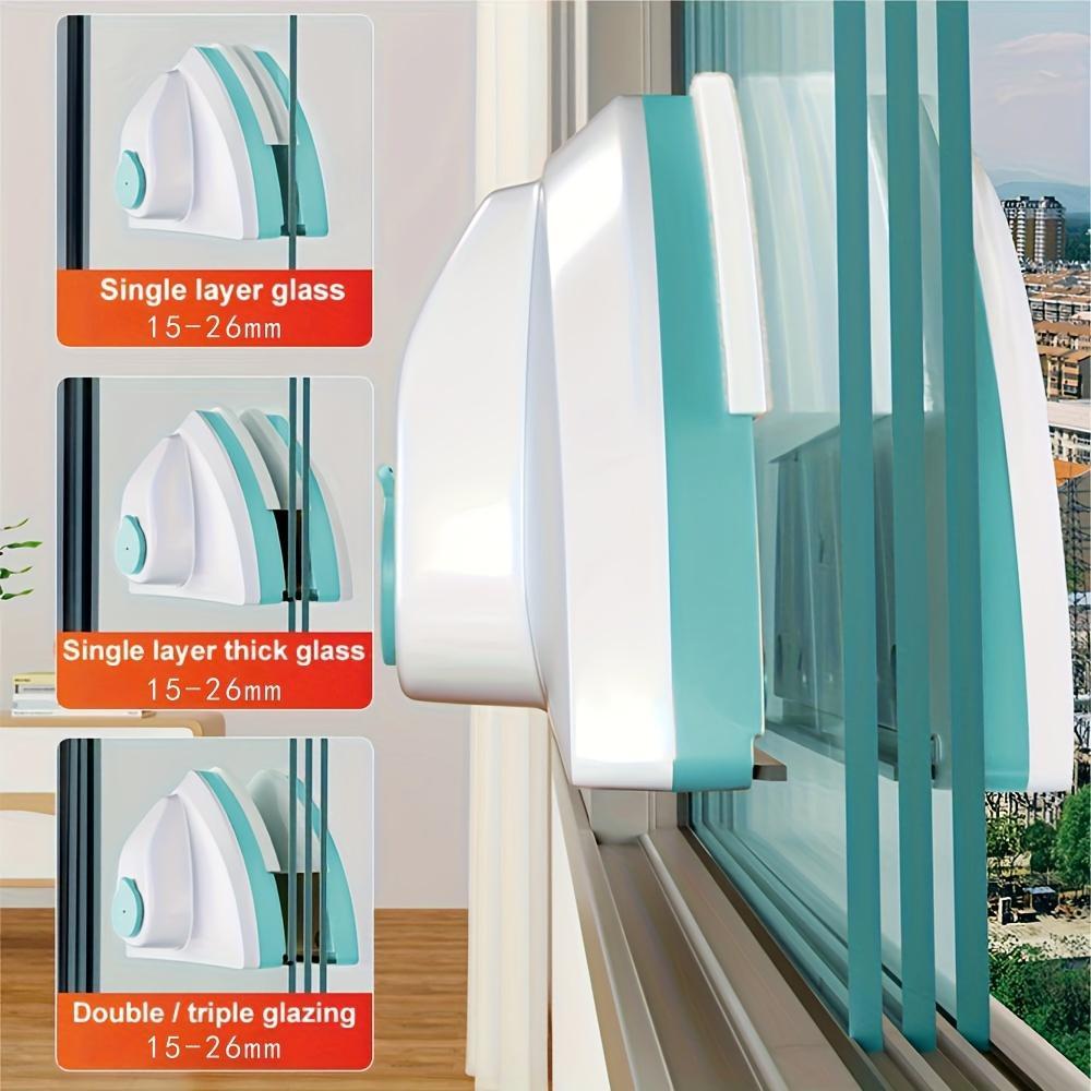 magnetic dual sided window cleaner with washable cloth reusable abs glass scraper for easy corner   cleaning   living room bathroom kitchen details 0