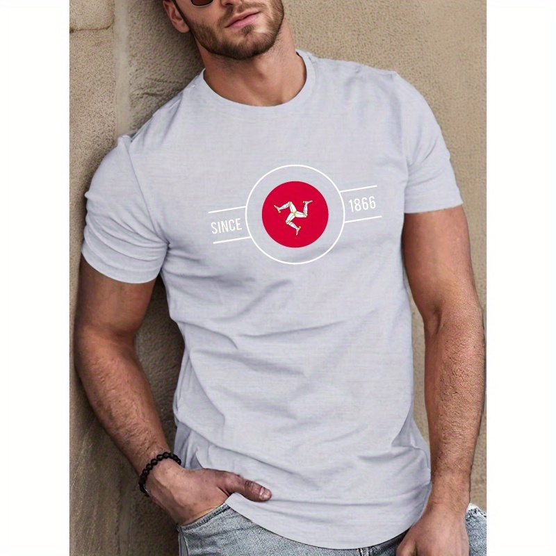 

T-shirt imprimé of Man pour hommes, T-shirt décontracté à col rond et manches courtes, d'été % polyester, coupe standard, motif géométrique, légèrement extensible - 150 g/m²