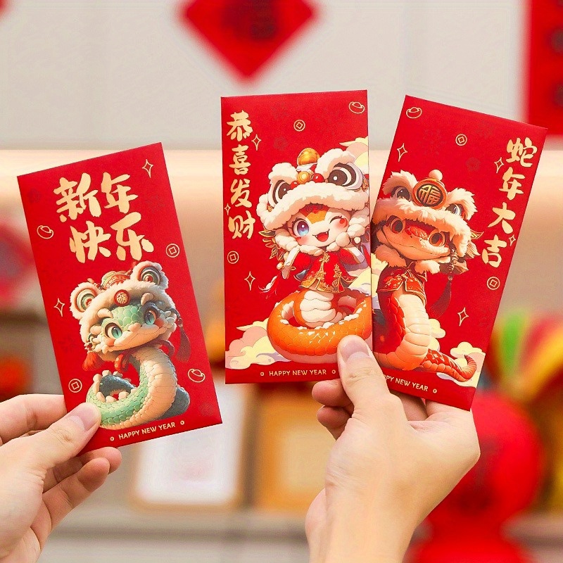 

20pcs Snake Year Red Envelopes, Zodiac New Year Money Pockets, Creative Personalized Paper Wallets For Chinese New Year , Wishes, No Electricity Needed, Featherless, For New Year & Universal Holidays