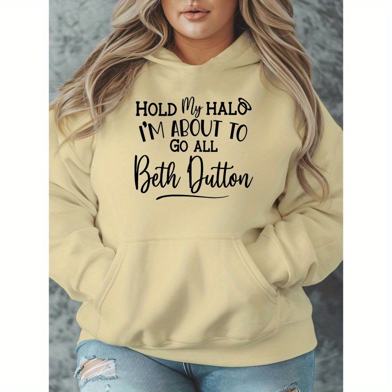 

Plus Size Women's Sweatshirt "hold My Halo I'm To " - , , Polyester, Long-sleeved For Fall/