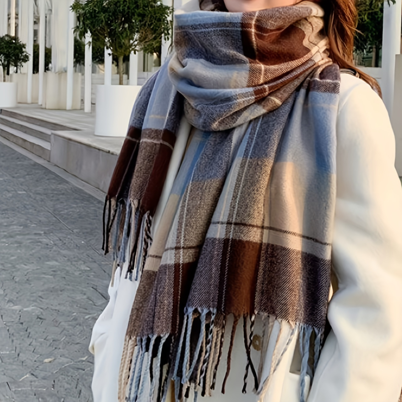 TEMU Cozy & Stylish Women's Knit Scarf - Warm, Soft Polyester For Autumn & Winter, Casual