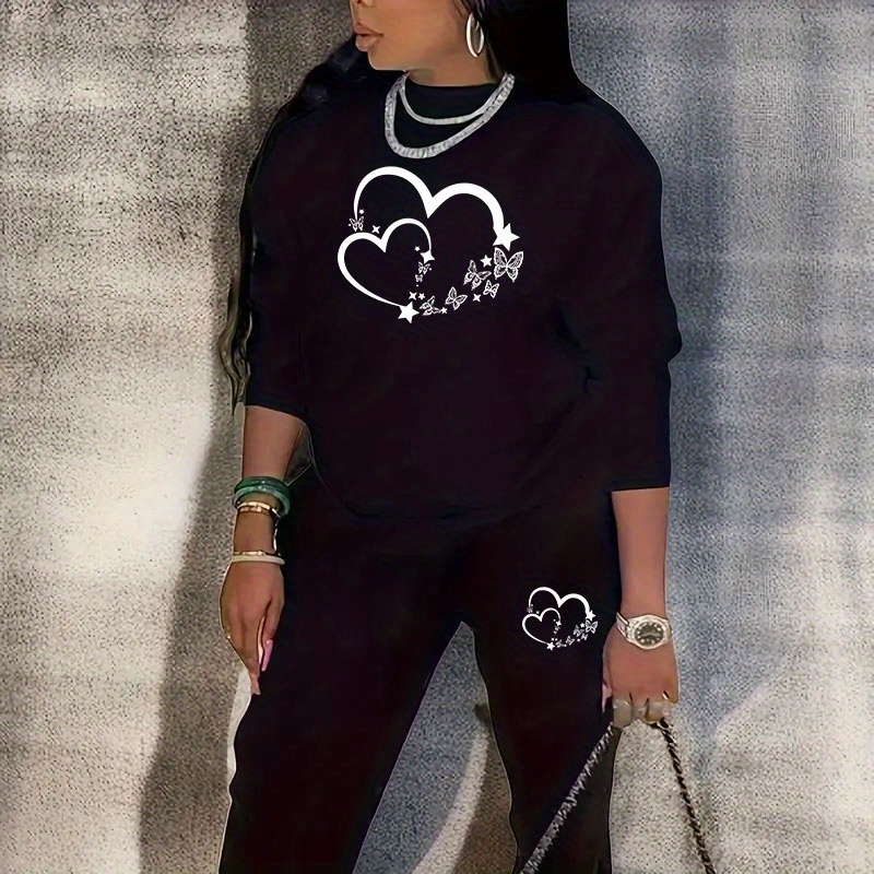 

Sweatshirt et Imprimé Cœur - , Col Rond, Lavable en