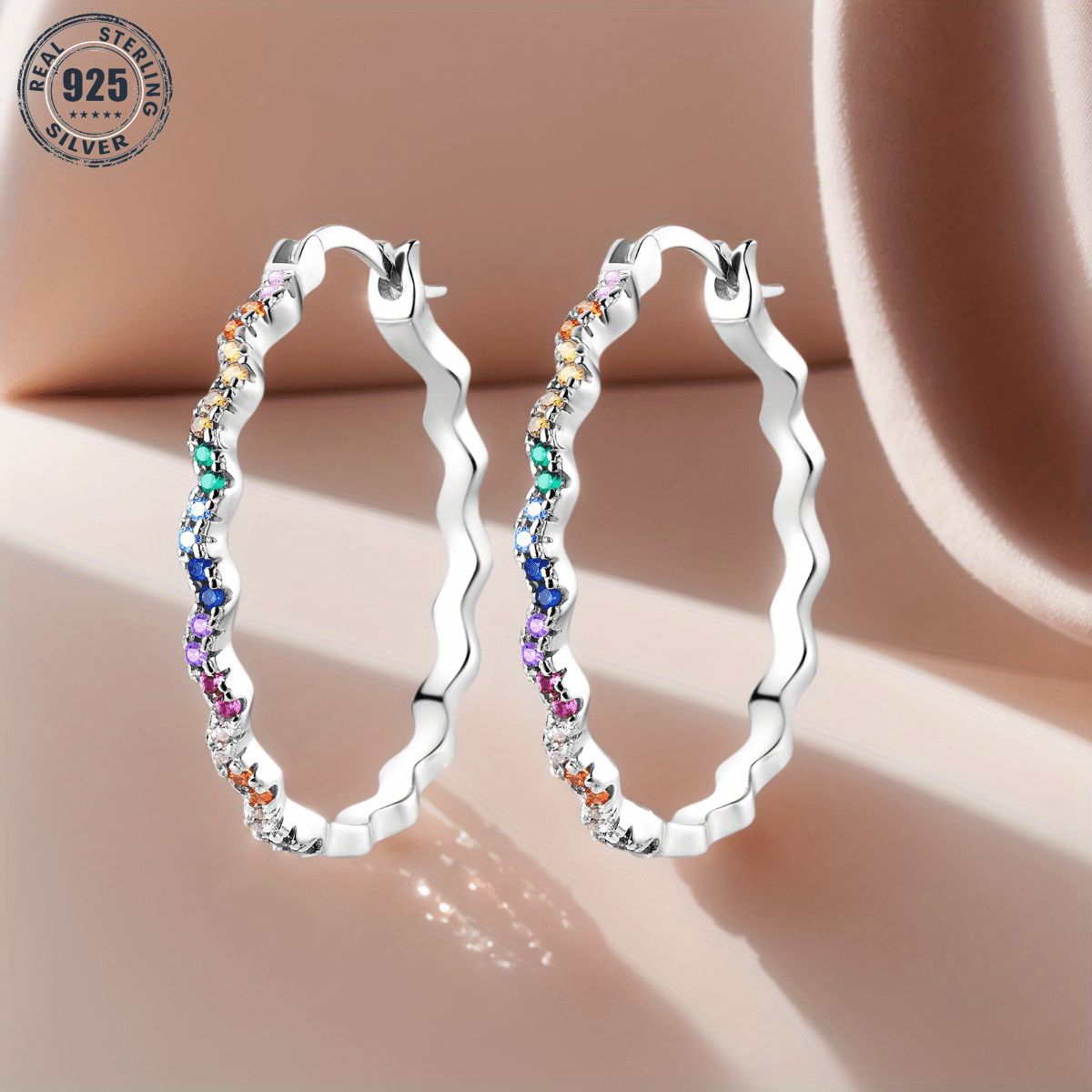 

Luxurious S925 Sterling Pattern Earrings, Big Hoop Design For Women - Ideal For , Holidays, Gifts And Lovers, Jewelry, Ear , Suitable Daily