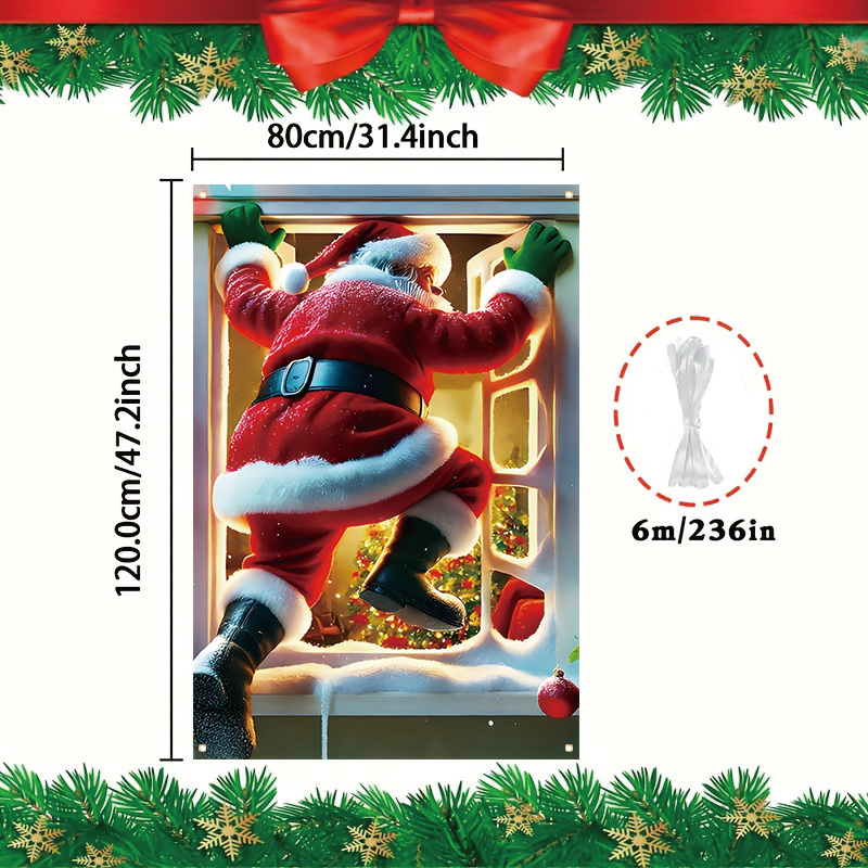 TEMU Christmas Window - 31x47in Decoration, Polyester, /outdoor Use