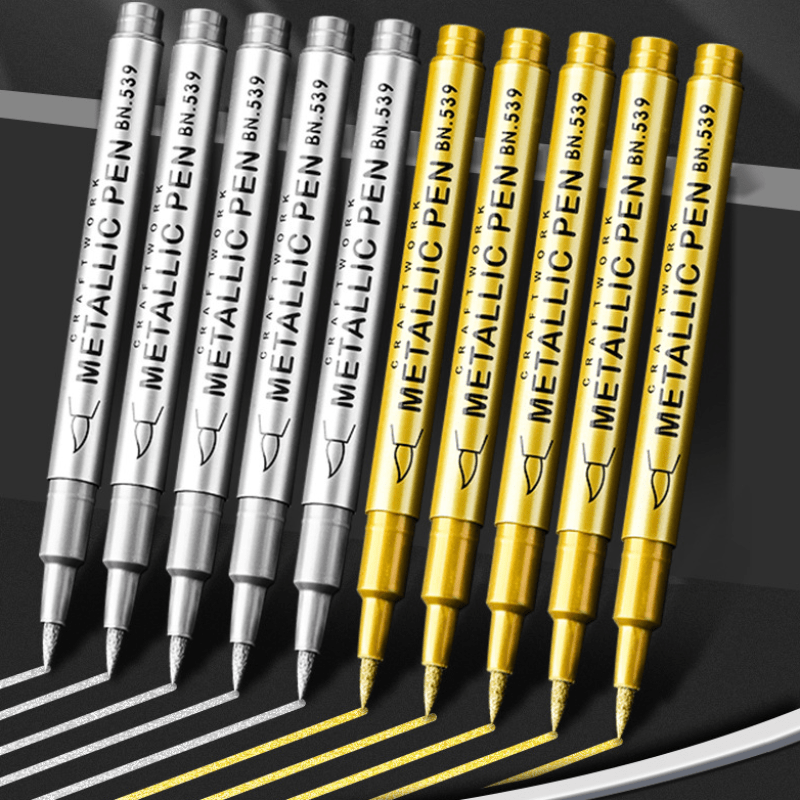 

Metallic Permanent Marker Pens Set - 2/4 Pack, Waterproof Golden & Tip Markers For Diy Crafts, , Card Art, Resin Art, And Office Supplies