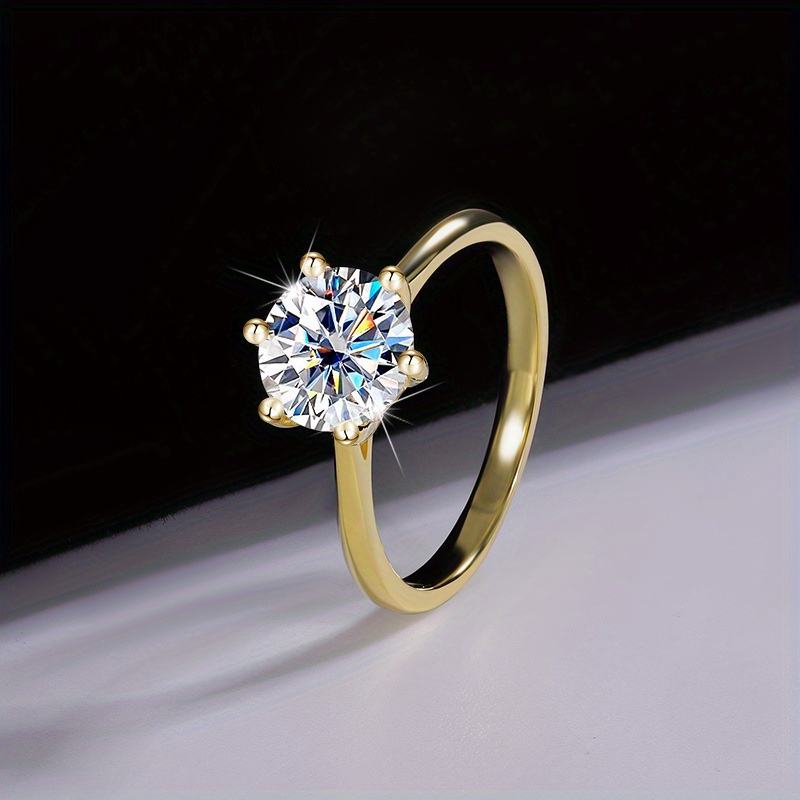 TEMU 1 Carat 2 Carat 3 Carat Moissanite Ring | 925 Sterling Six-claw Design, Luxurious Retro Style, Proposal, Wedding, Party Gifts