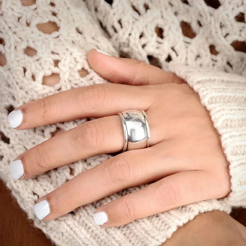 1pc 15mm wide stainless ring rotatable anxiety relief ring party accessories Product details 2