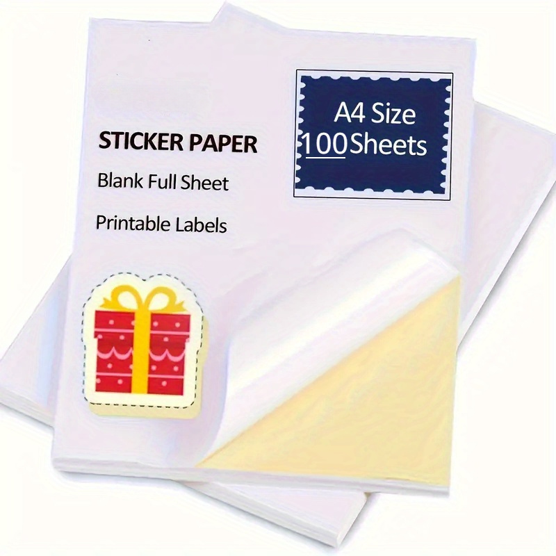 

100pcs A4 Blank Stickers - , Self-adhesive Label Paper For Office And Use, With Designs