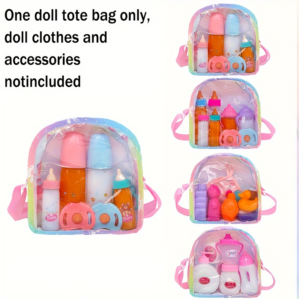 

Doll Backpack Tote Bag - Transparent Carry Case With Accessories Pockets, Ideal For Christmas Party Favors, No Batteries Required