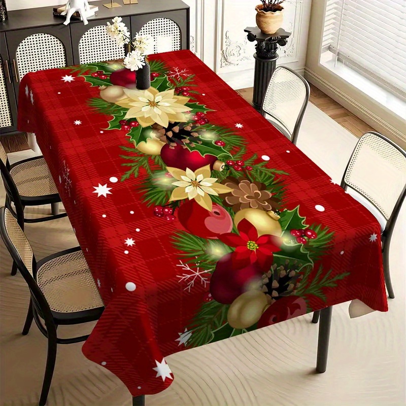 

1pc Red Christmas Tablecloth - Holiday Dining & Kitchen Decor