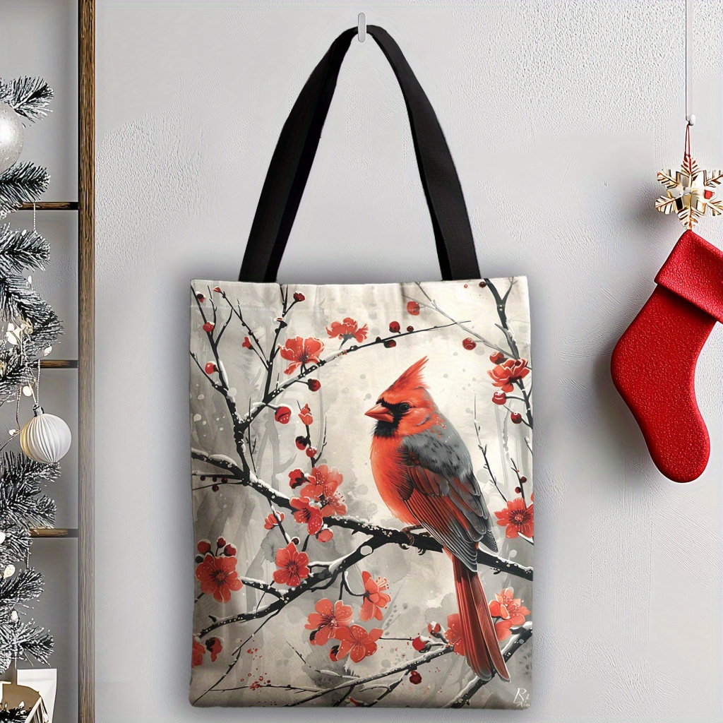 

Christmas 1pc, Pattern Canvas Tote Bag, Shopping, Christmas Gift,, High Quality, And Repeated Use.gift