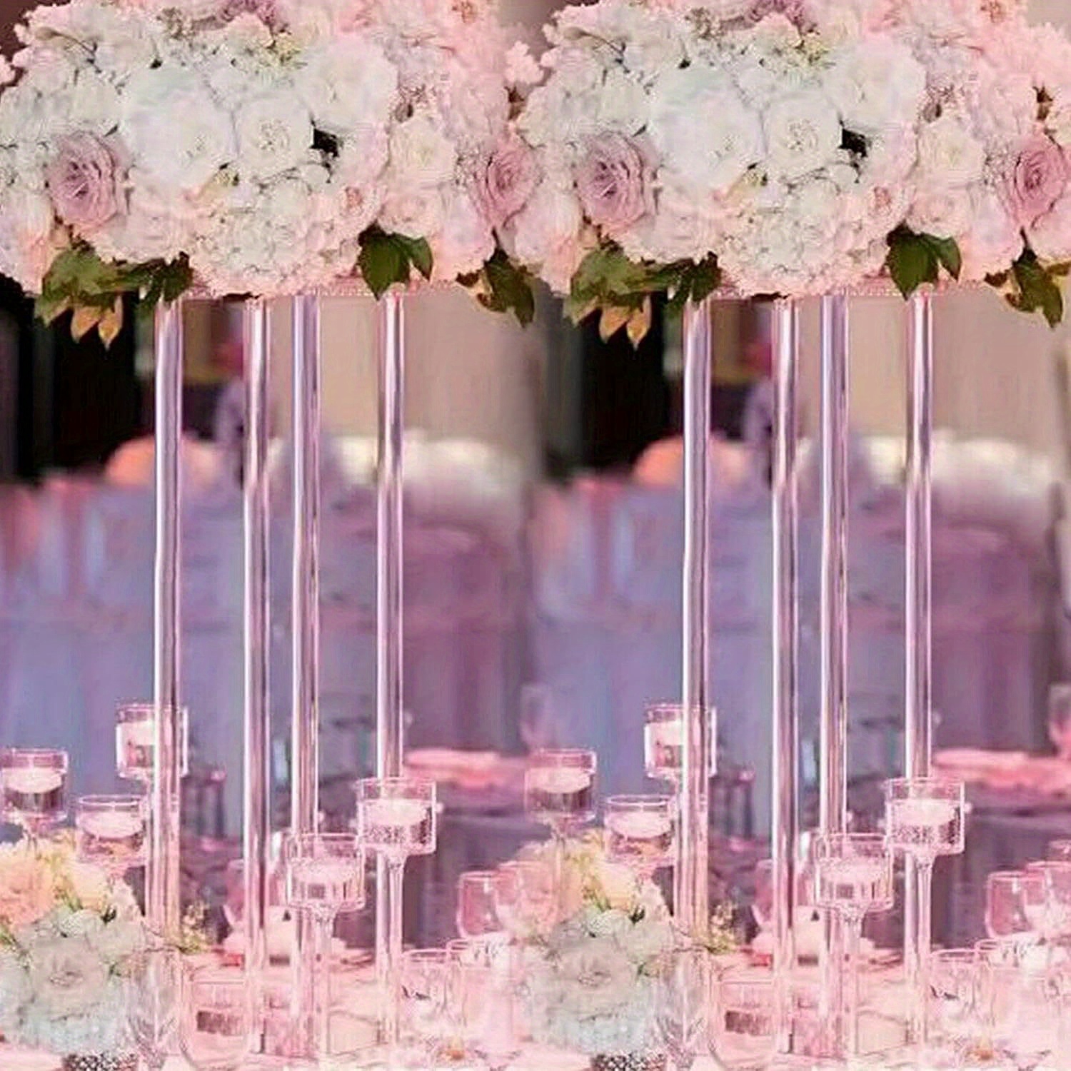 Acrylic Vases Wedding Centerpieces For Tables, 2pcs Clear Column Flower Stand, Centerpiece Wedding Decoration Modern Vase, Wedding Tabletop Flower Holder