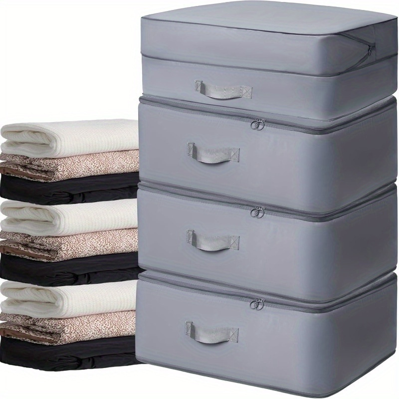 

4pcs Larger Saving Self Organizer, Bags For Storage, Sweater Organizer For Closet, Clothes Storage Bag, Premium Comforter Storage Bag Packaging Cube Bedding Storage Bag