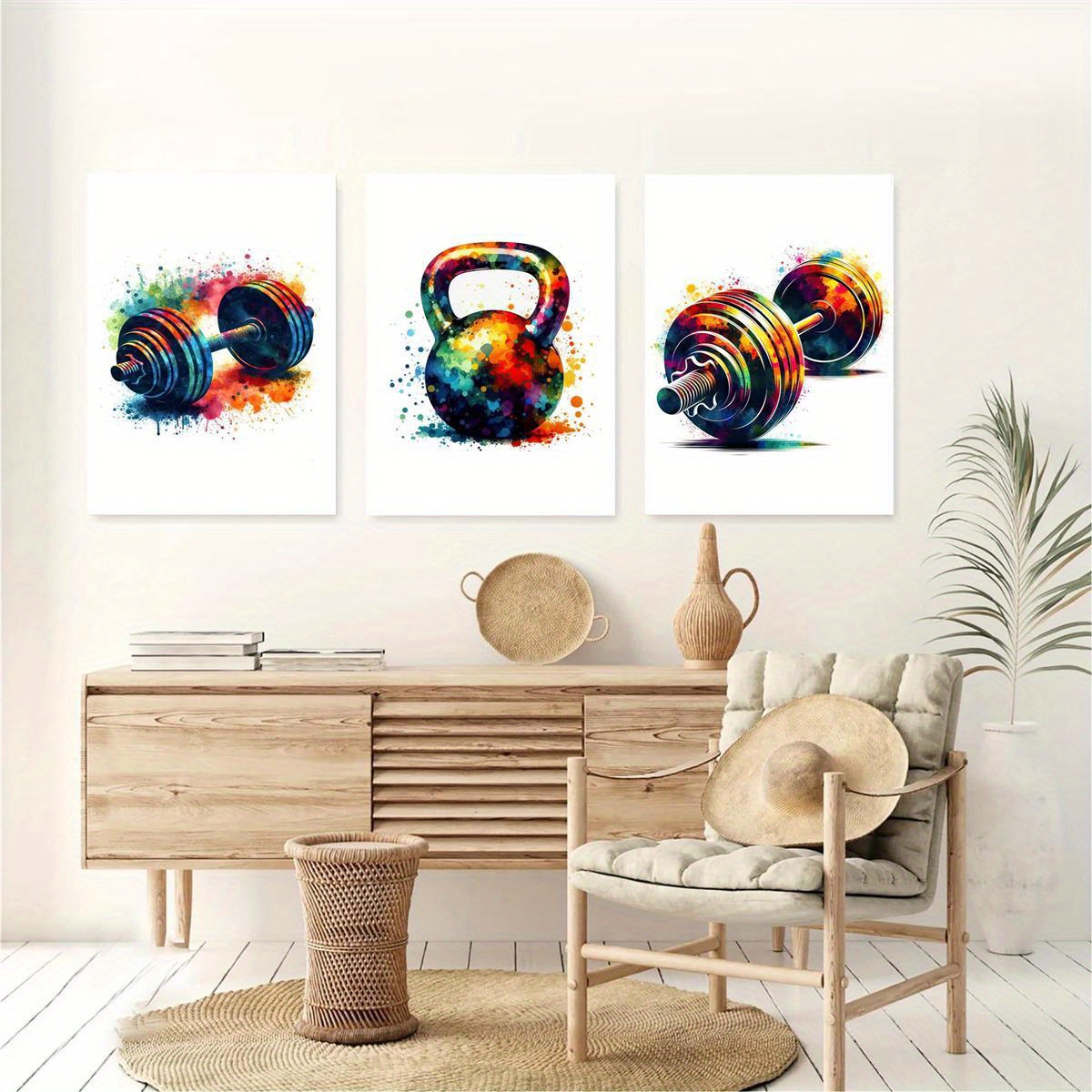 3pcs wooden framed gym wall art print gym posters dumbbell Temu