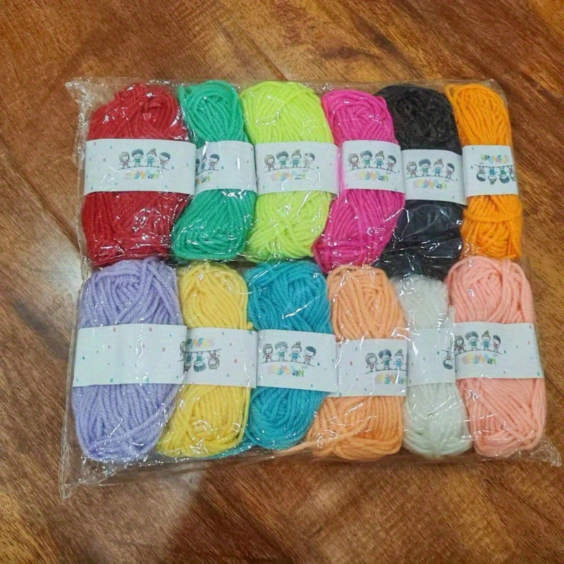 

12-pack Twisted Yarn - 12 Colors, 100% Cotton & , Soft & For Diy Crafts, Knitting, Crochet, Scarves, Hats, Garments & Sewing