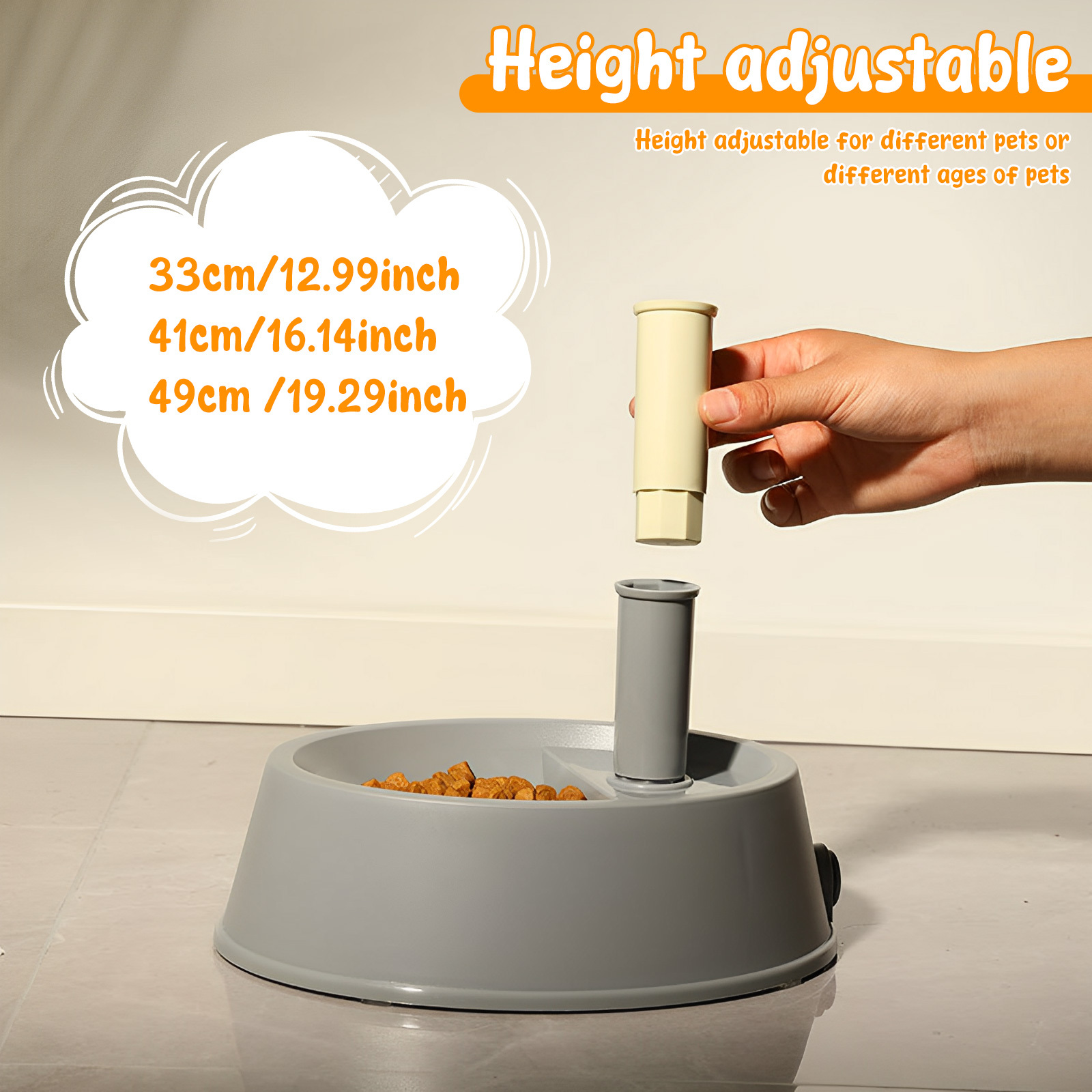 Distributeur d'eau pour chien réglable en hauteur avec bol antidérapant, sans pile
