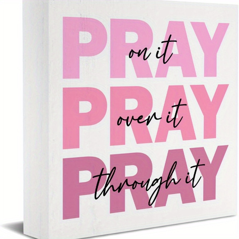 

1pc Pink "pray" Foam Pvc Sign - Inspirational Christian For Desk Decor, , No Power Needed, Gift For Christmas & Thanksgiving