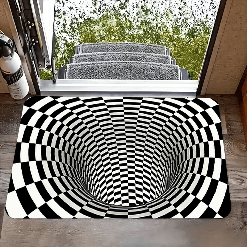 

3d Door Mat, Rectangular Non-slip Polyester Flannel Mat, Machine Washable, Low Pile, Waterproof, Anti-static For Living Room, Bedroom, Bathroom, Kitchen, Laundry - 0.47 Inch , , Flannel