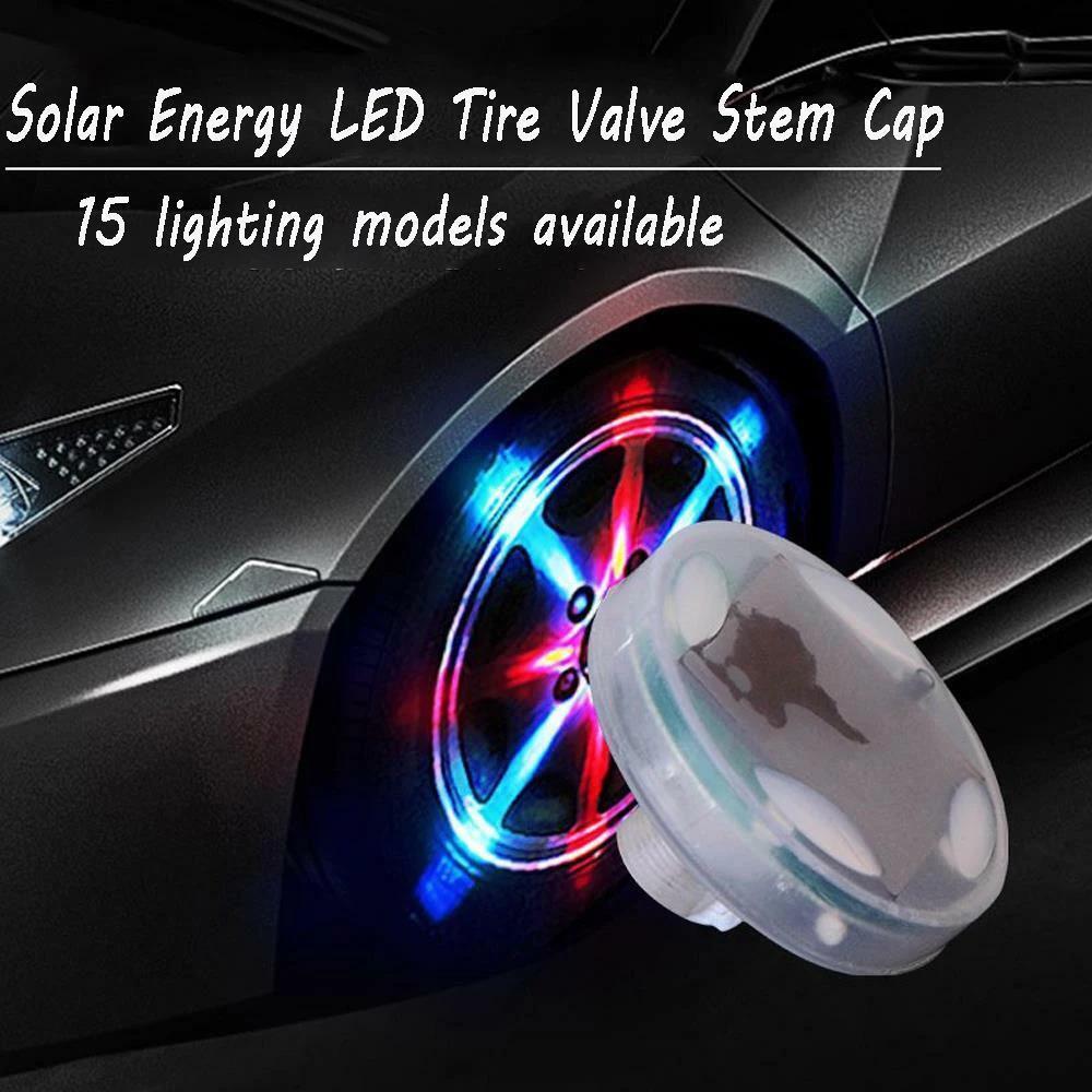 2/4/6/8 包太阳能 led 阀盖灯，4 种模式，12 个 led 轮心轮胎装饰灯，汽车/摩托车/ 卡车轮胎喷嘴盖照明，太阳能锂电池，≤36v，汽车应用 详情 2