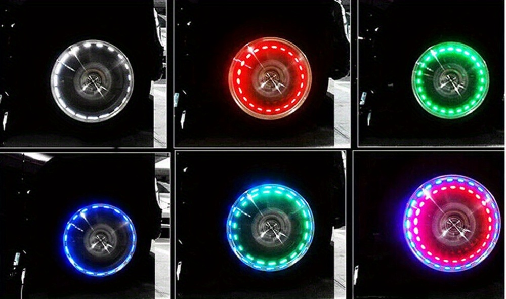2/4/6/8 包太阳能 led 阀盖灯，4 种模式，12 个 led 轮心轮胎装饰灯，汽车/摩托车/ 卡车轮胎喷嘴盖照明，太阳能锂电池，≤36v，汽车应用 详情 3