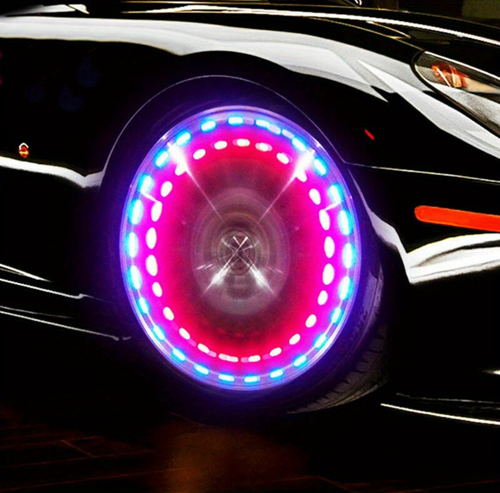 2/4/6/8 包太阳能 led 阀盖灯，4 种模式，12 个 led 轮心轮胎装饰灯，汽车/摩托车/ 卡车轮胎喷嘴盖照明，太阳能锂电池，≤36v，汽车应用 详情 5