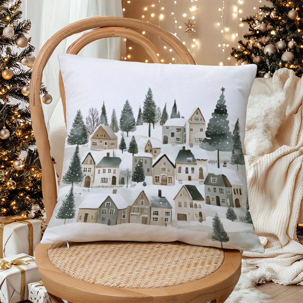 

1pc Christmas , , , Washable, , Cushion For Sofa, Bed, Car, Decor - Not Included