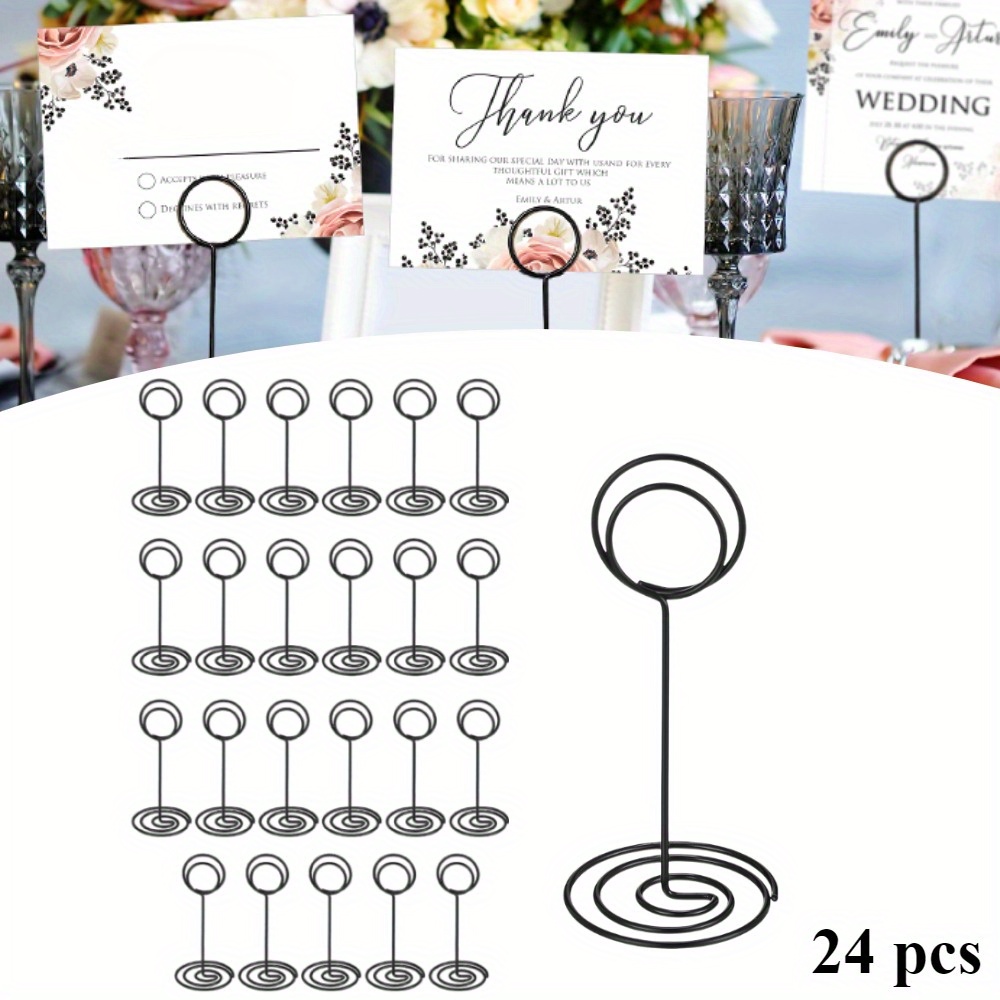 TEMU 24 Pcs New Photo Holder Holder With .35 Inch Card Stand Holder Tabletop Decoration And Rust-resistant Memo Holder Suitable For Wedding Reception Birthday Party Table Centerpiece