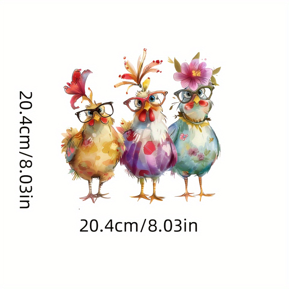 Interesting 3 Chicks Embroidered Patch, Heat Transfer Sticker, Durable Fashion, Washable Design, Suitable For Diy T-shirts, Jeans, Sweaters And Tote Bags - Casual Accessories With Floral Details.
