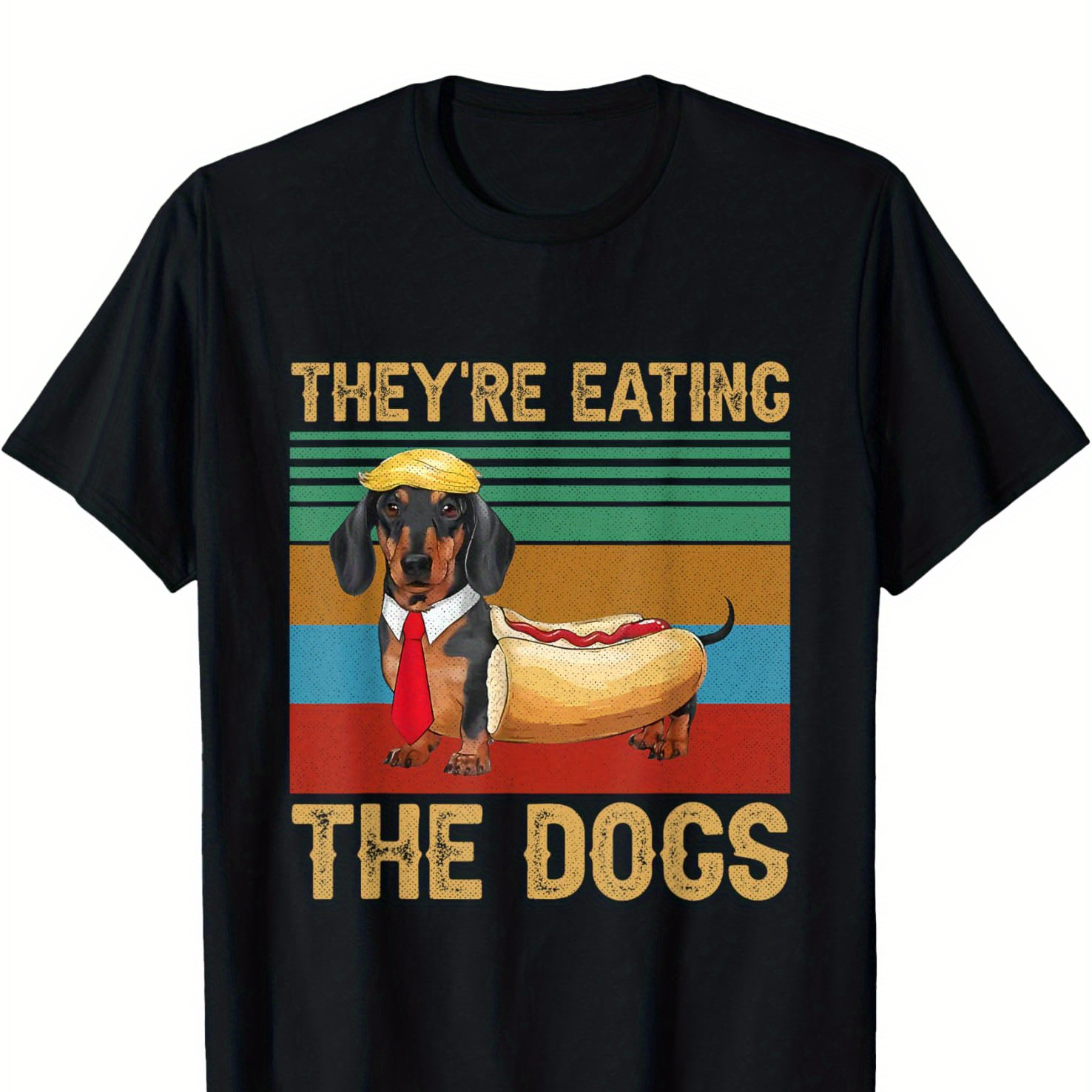 

Are Eating Dog 2024 Vintage Fun Dachshund Sausage T-shirt Black Casual Short-sleeved Men' T-shirt