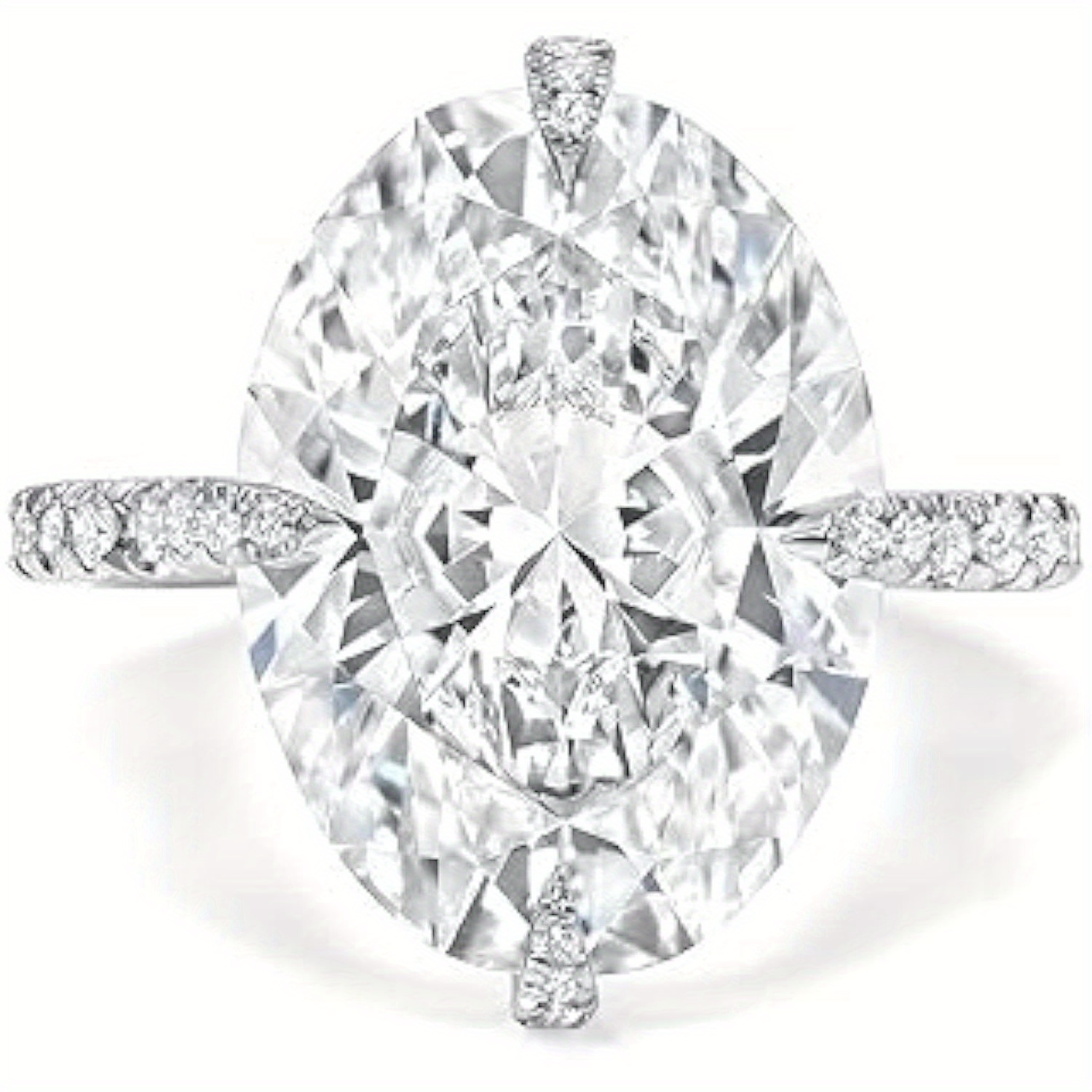 Women's 5CT Oval Moissanite Engagement Ring Set, Handmade