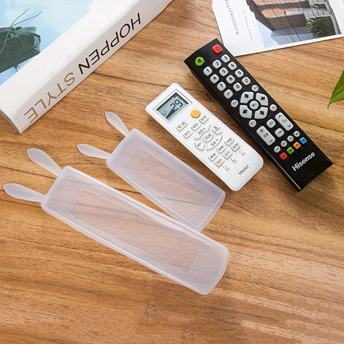 1pc Universal Silicone Remote Control Cover, Transparent Dustproof Protective Case with Rabbit Ear Design, Compatible with 18 Devices, Non-Electronic, Uncharged - 2023 Model