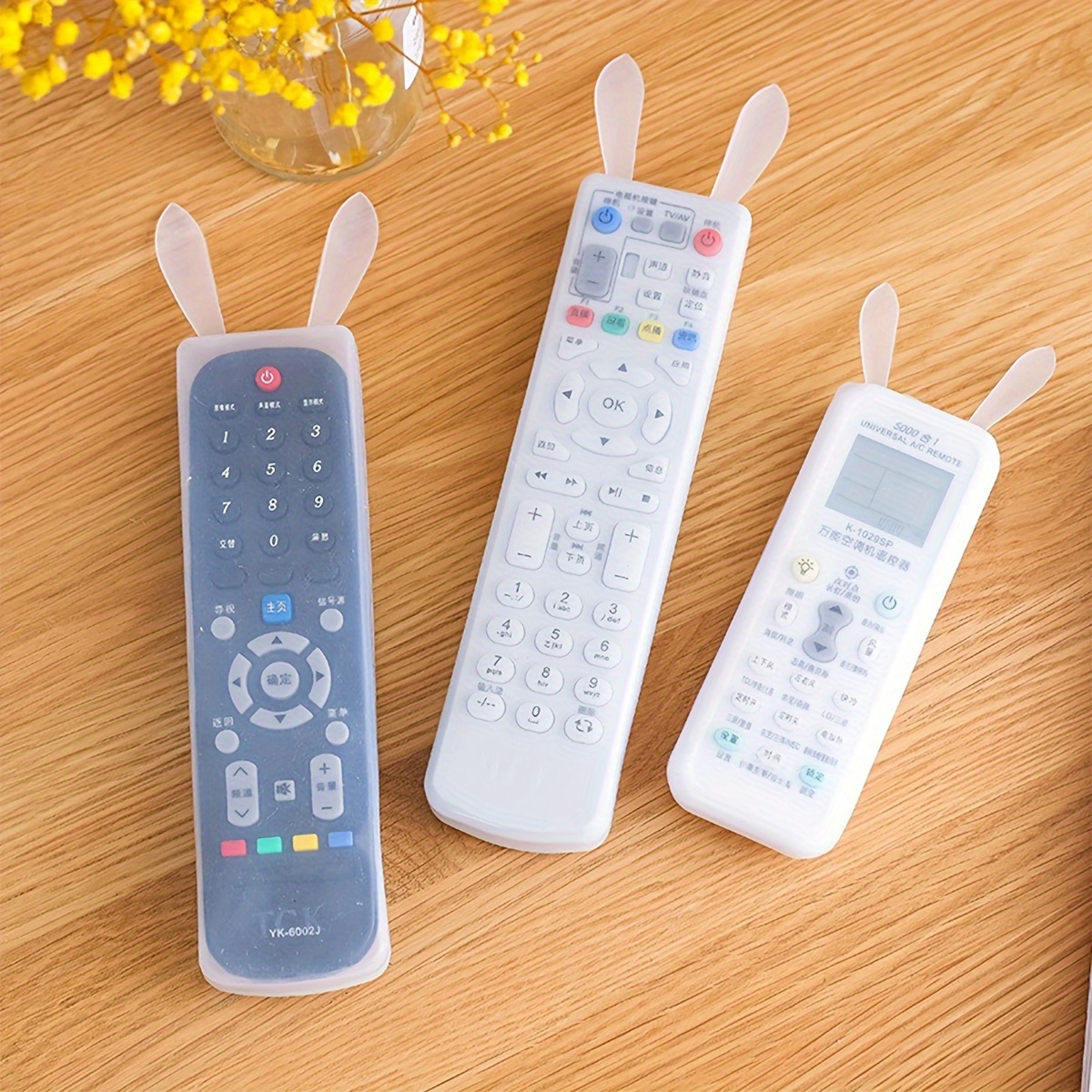 1pc Universal Silicone Remote Control Cover, Transparent Dustproof Protective Case with Rabbit Ear Design, Compatible with 18 Devices, Non-Electronic, Uncharged - 2023 Model